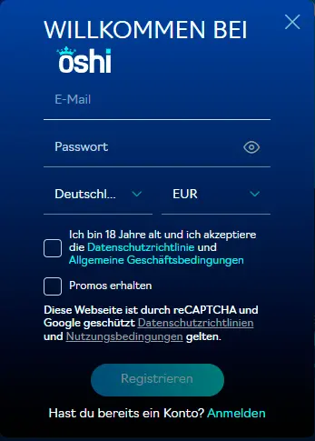 oshi casino registrieren